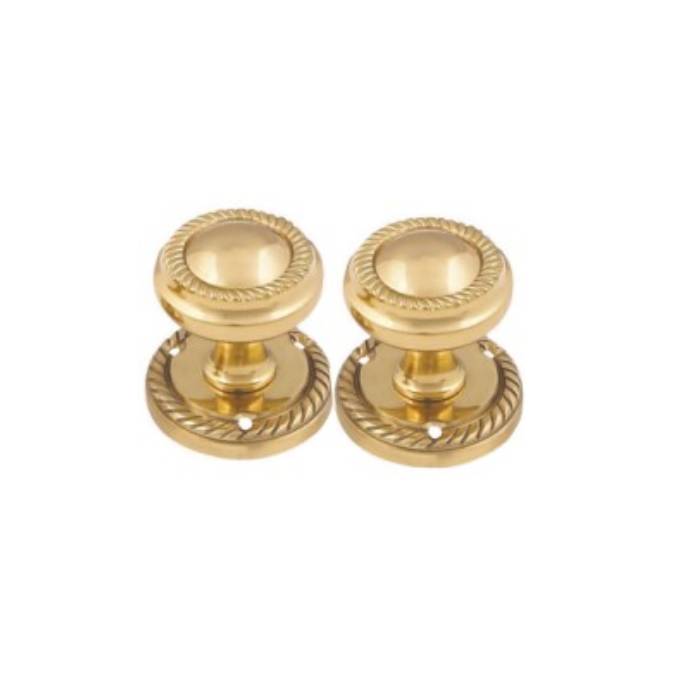 BRASS GEORGIAN MORTICE KNOB SPRUNG