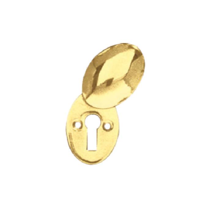 BRASS VICTORIAN ESCUTCHEON OVAL WITH COVER